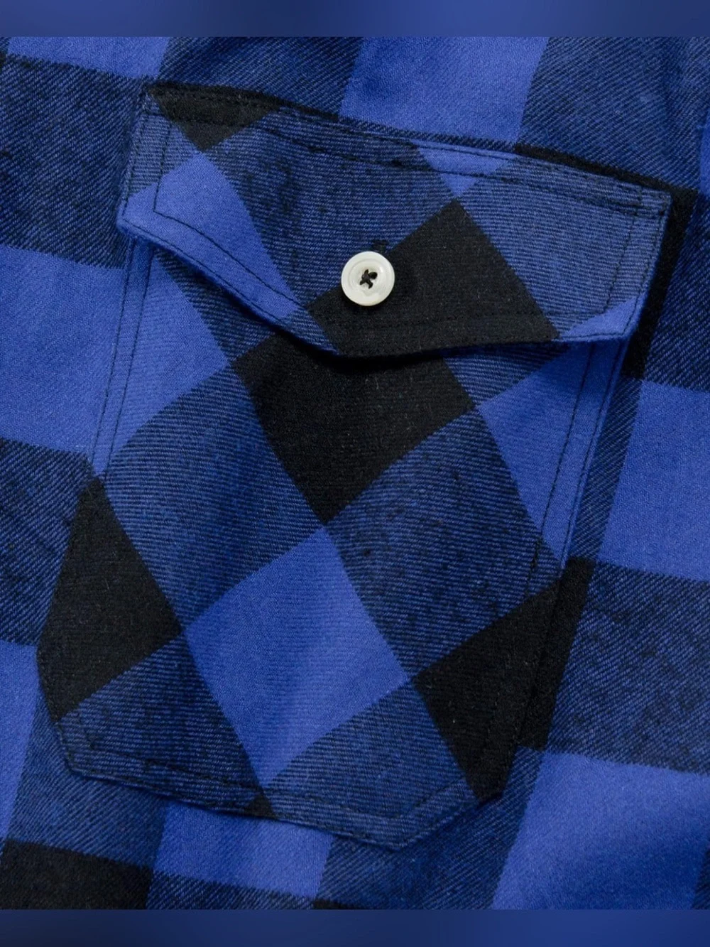 NWOT-5XL Men's Italian Blue & Black Plaid Button-Up performance Flannel  Shirt